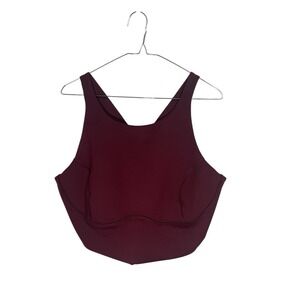 NWT Coreio Crop Top Athletic Tank Top Built-In Bra Burgundy Workout Gym SZ XL